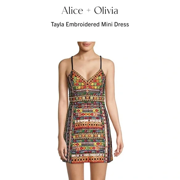 alice olivia embroidered dress In Paris Embroidered Floral Mini Dress Orange– Selfie Leslie main image 0